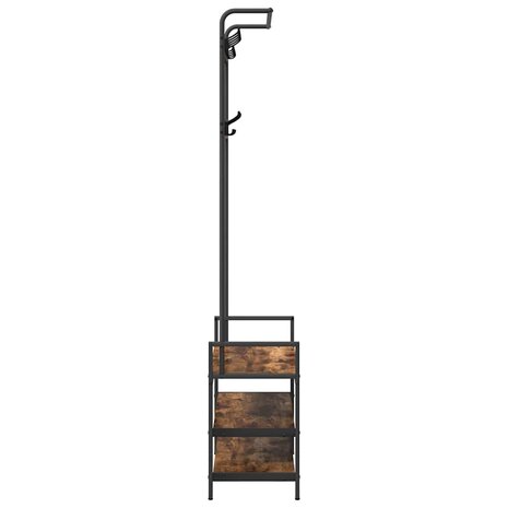 Kapstok met plank Gerookt eiken 75 x 34 x 184 cm Bewerkt hout 6