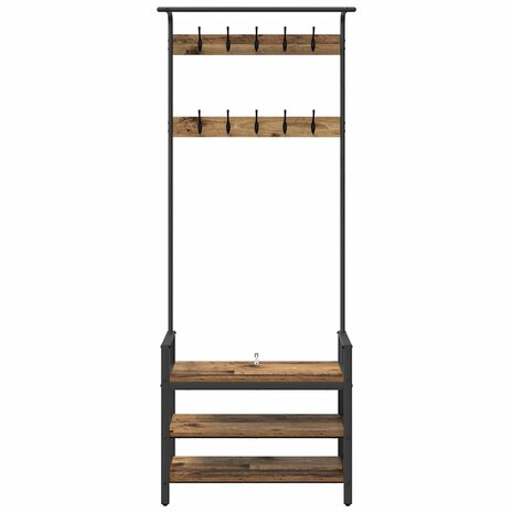 Kapstok met plank Oud hout 75 x 34 x 184 cm Bewerkt hout 5