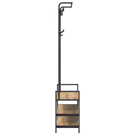 Kapstok artisanaal eikenkleurig 75 x 34 x 184 cm Bewerkt hout 6