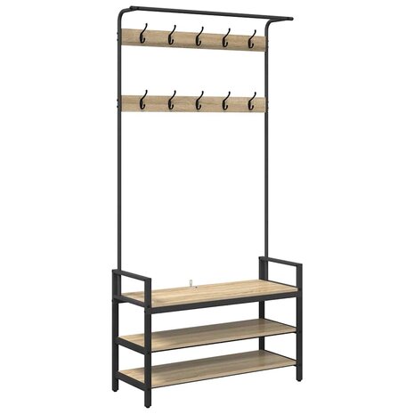 Kapstok met plank Sonoma eiken 95 x 34 x 184 cm Bewerkt hout 2