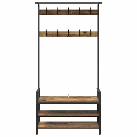 Kapstok met plank Oud hout 95 x 34 x 184 cm Bewerkt hout 5