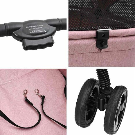 Opvouwbare Huisdierenwagen Roze 81 x 47 x 99 cm Oxford stof 8