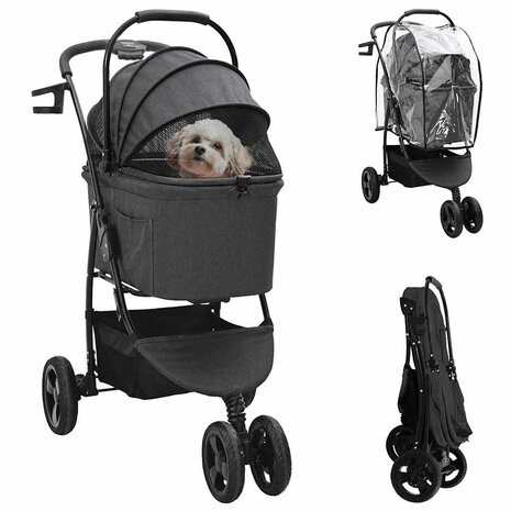 Opvouwbare Huisdierenwagen Zwart 78 x 54 x 101 cm Oxford stof 1