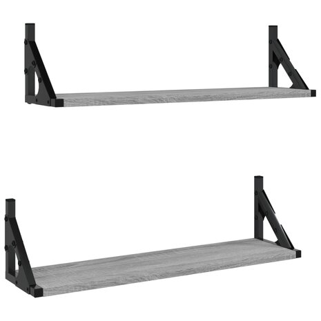 Wandschappen 2 st 60x15x15,5 cm grijs sonoma eikenkleurig 2
