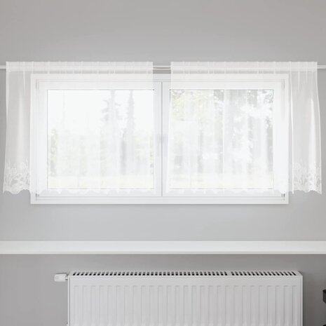 Gordijnen met gordijnen Bloemen Wit 200 x 80 cm Polyester 1