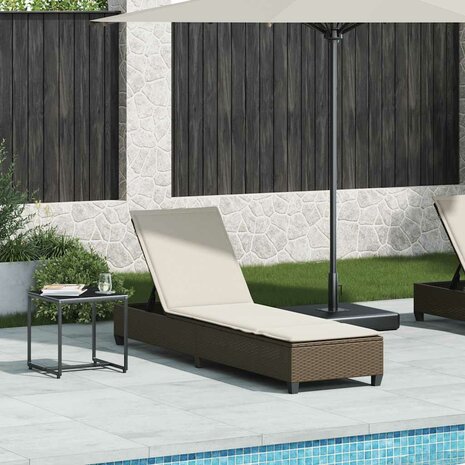 Ligstoel met kussens bruin 55x200x25,5cm polyrotan 1