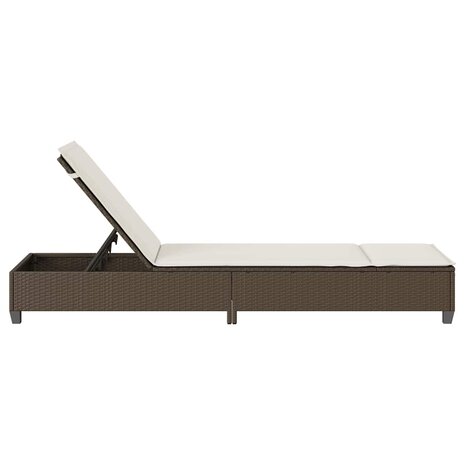 Ligstoel met kussens bruin 55x200x25,5cm polyrotan 7