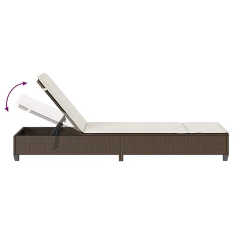 Ligstoel met kussens bruin 55x200x25,5cm polyrotan 9