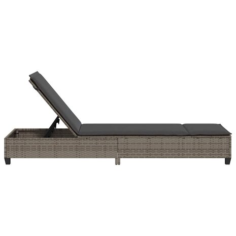 Ligstoel met kussens grijs 55x200x25,5cm polyrotan 7