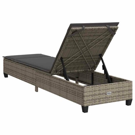 Ligstoel met kussens grijs 55x200x25,5cm polyrotan 8