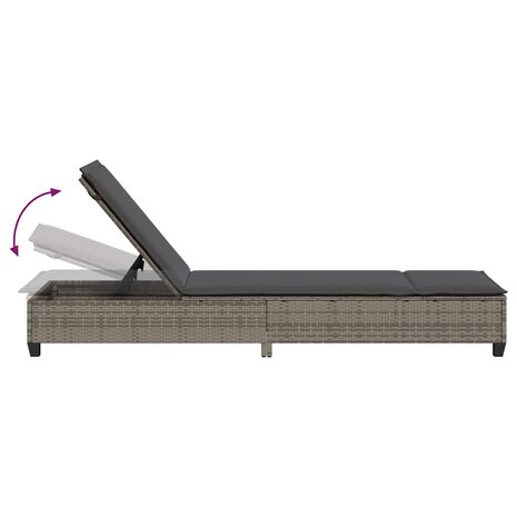 Ligstoel met kussens grijs 55x200x25,5cm polyrotan 9