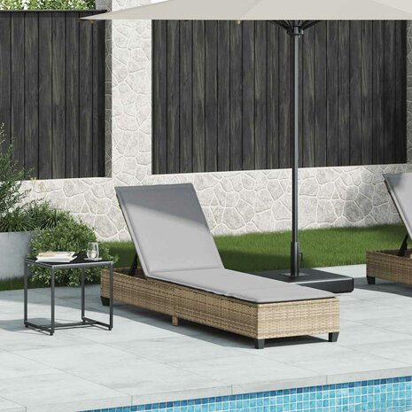 Ligstoel met kussens beige 55x200x25,5cm polyrotan 1