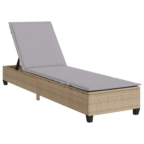 Ligstoel met kussens beige 55x200x25,5cm polyrotan 2