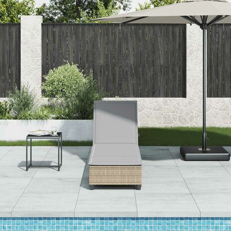 Ligstoel met kussens beige 55x200x25,5cm polyrotan 3