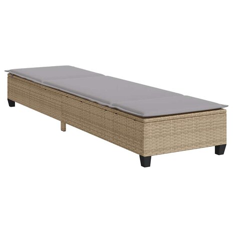 Ligstoel met kussens beige 55x200x25,5cm polyrotan 5