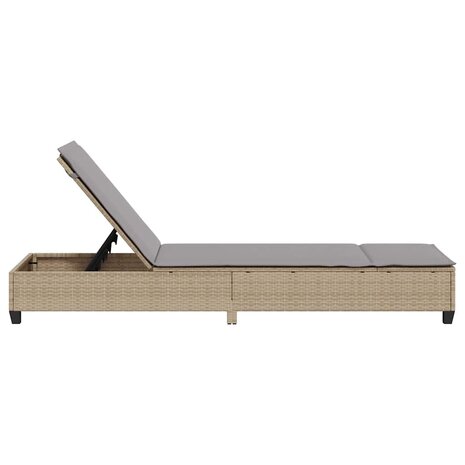 Ligstoel met kussens beige 55x200x25,5cm polyrotan 7