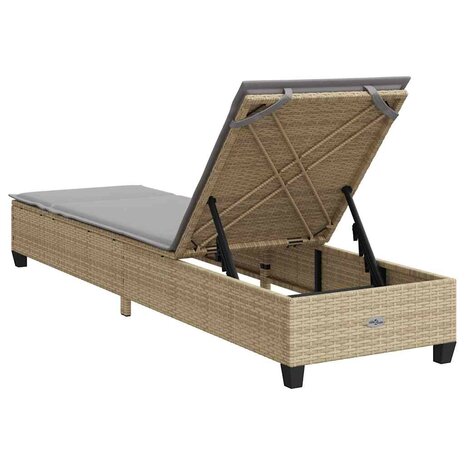 Ligstoel met kussens beige 55x200x25,5cm polyrotan 8
