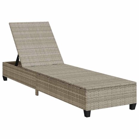 Ligstoel met kussens lichtgrijs 55x200x25,5cm polyrotan 4