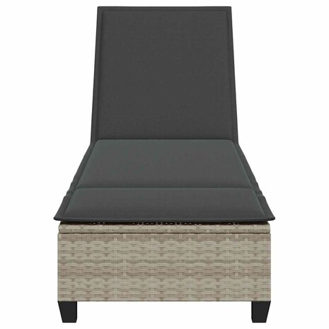 Ligstoel met kussens lichtgrijs 55x200x25,5cm polyrotan 6