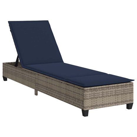 Ligstoel met kussens grijs 55x200x25,5cm polyrotan 2