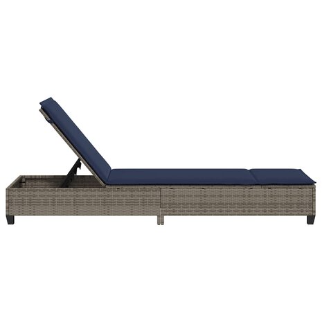 Ligstoel met kussens grijs 55x200x25,5cm polyrotan 7
