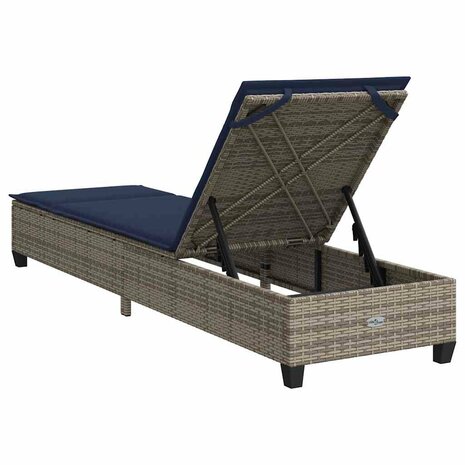 Ligstoel met kussens grijs 55x200x25,5cm polyrotan 8