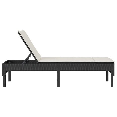 Ligstoel met kussen zwart 55x200x44cm polyrotan 6