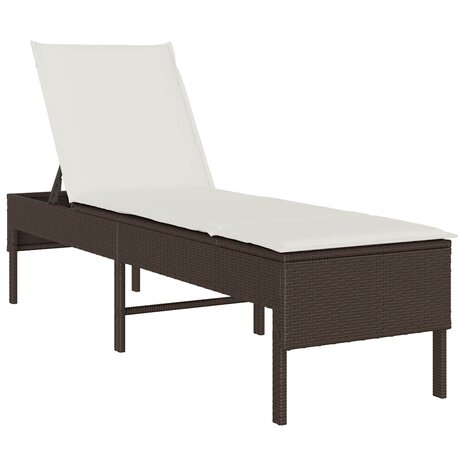 Ligstoel met kussen bruin 55x200x44cm polyrotan 2