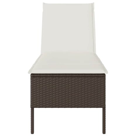 Ligstoel met kussen bruin 55x200x44cm polyrotan 5