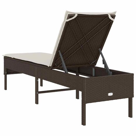 Ligstoel met kussen bruin 55x200x44cm polyrotan 7