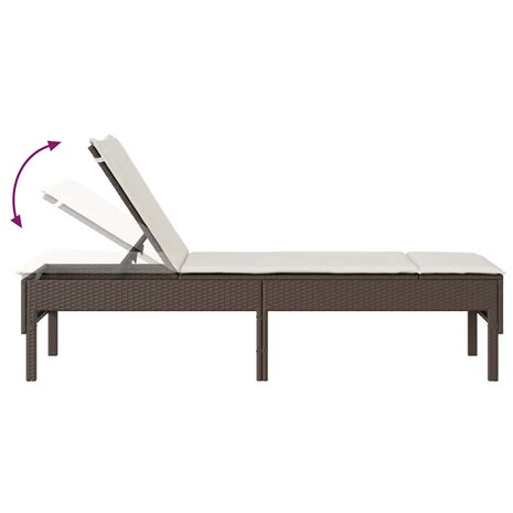Ligstoel met kussen bruin 55x200x44cm polyrotan 8