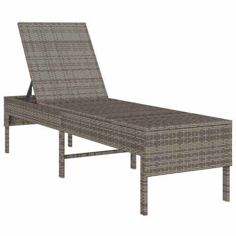 Ligstoel met kussen grijs 55x200x44cm polyrotan 4