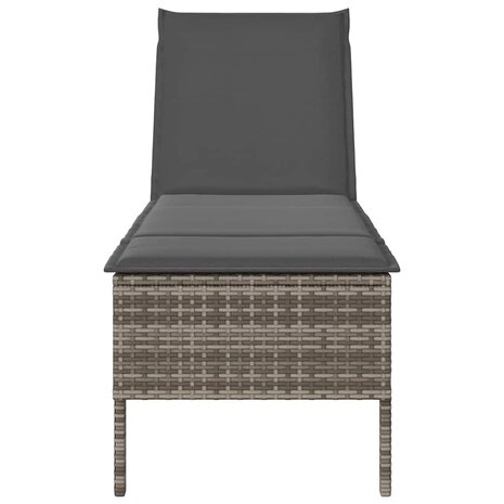 Ligstoel met kussen grijs 55x200x44cm polyrotan 5