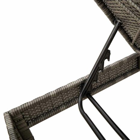 Ligstoel met kussen grijs 55x200x44cm polyrotan 9
