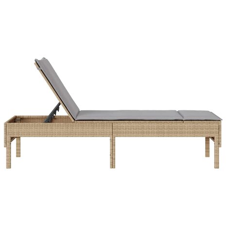 Ligstoel met kussen beige 55x200x44cm polyrotan 6
