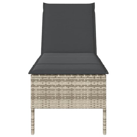 Ligstoel met kussen lichtgrijs 55x200x44cm polyrotan 5