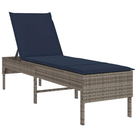 Ligstoel met kussen grijs 55x200x44cm polyrotan 2
