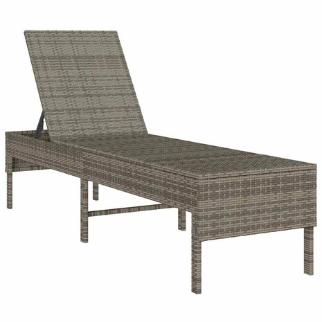 Ligstoel met kussen grijs 55x200x44cm polyrotan 4