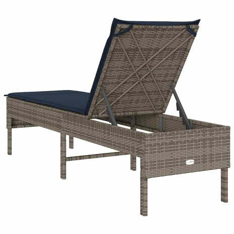 Ligstoel met kussen grijs 55x200x44cm polyrotan 7