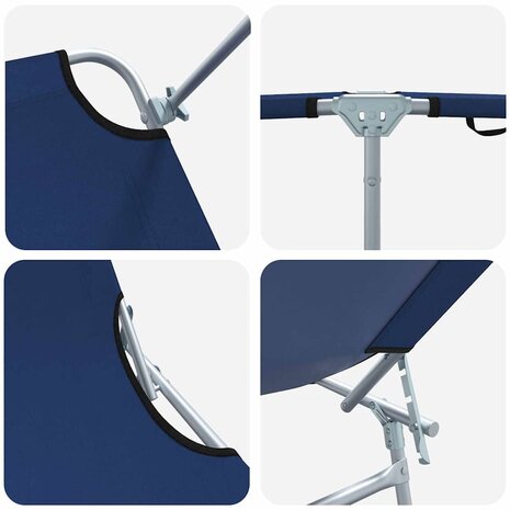 Ligstoel 2-persoon 2 pcs Blauw 58 x 188 x 77cm Stof 8