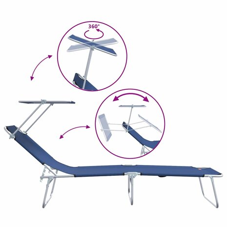 Ligstoel 2-persoon 2 pcs Blauw 58 x 188 x 77cm Stof 9