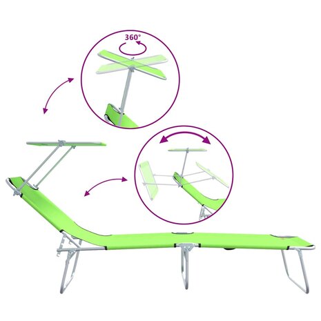 Vouwbare Ligbedden 2 Stuks Met Luifel Groene 600D Oxford Stof 9