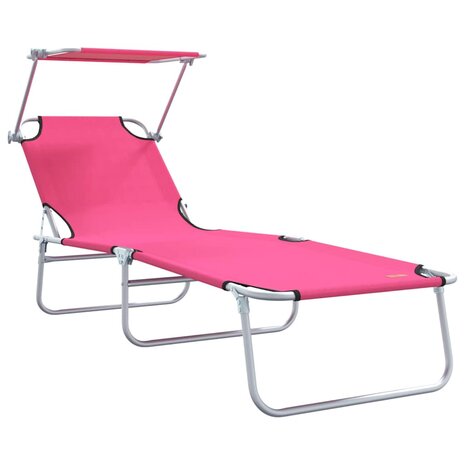 Ligstoel 2-persoon 2 pcs Roze 58 x 188 x 77cm Stof 4