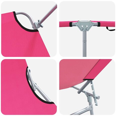 Ligstoel 2-persoon 2 pcs Roze 58 x 188 x 77cm Stof 8