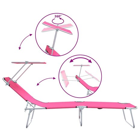 Ligstoel 2-persoon 2 pcs Roze 58 x 188 x 77cm Stof 9