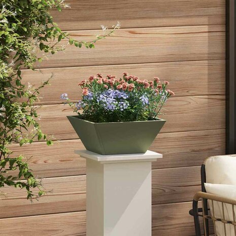 Tuin Plantenbak Olijfgroen 35x35x15 cm - Staal 4