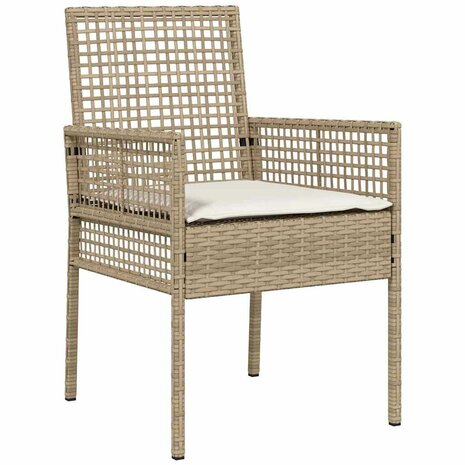 3-delige tuin bistroset met kussens in beige van poly riet 6