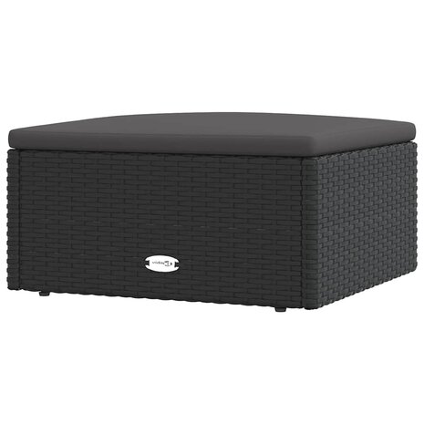 Voetensteun met kussen poly rattan zwart 2
