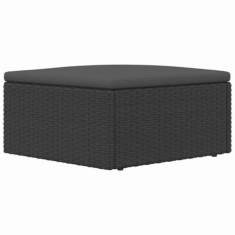Voetensteun met kussen poly rattan zwart 5