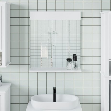 Badkamerspiegel met schap BERG 60x12x70 cm massief hout wit 1